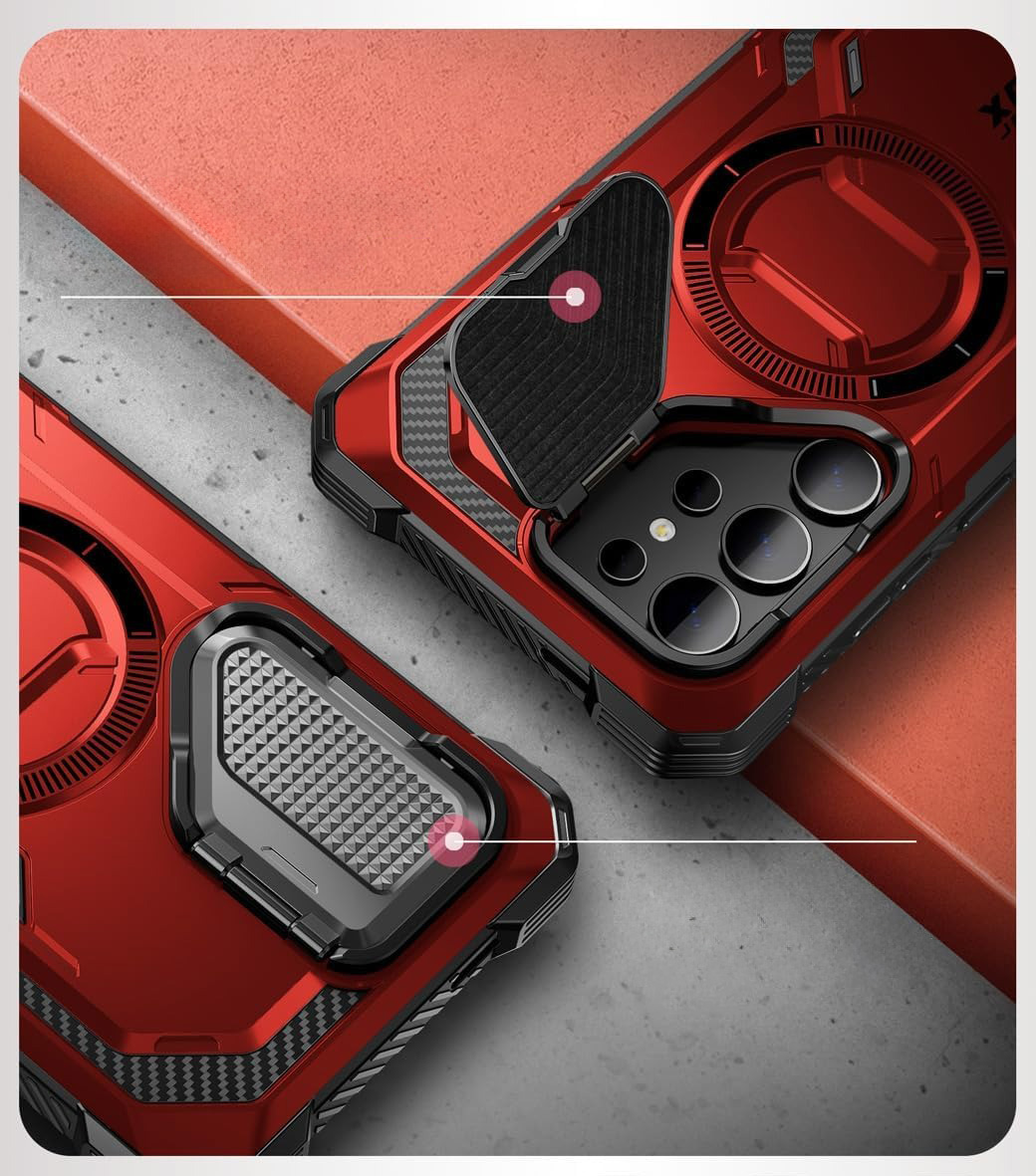 Etui pancerne Supcase i-Blason Armorbox Mag do Galaxy S24 Ultra, czerwone